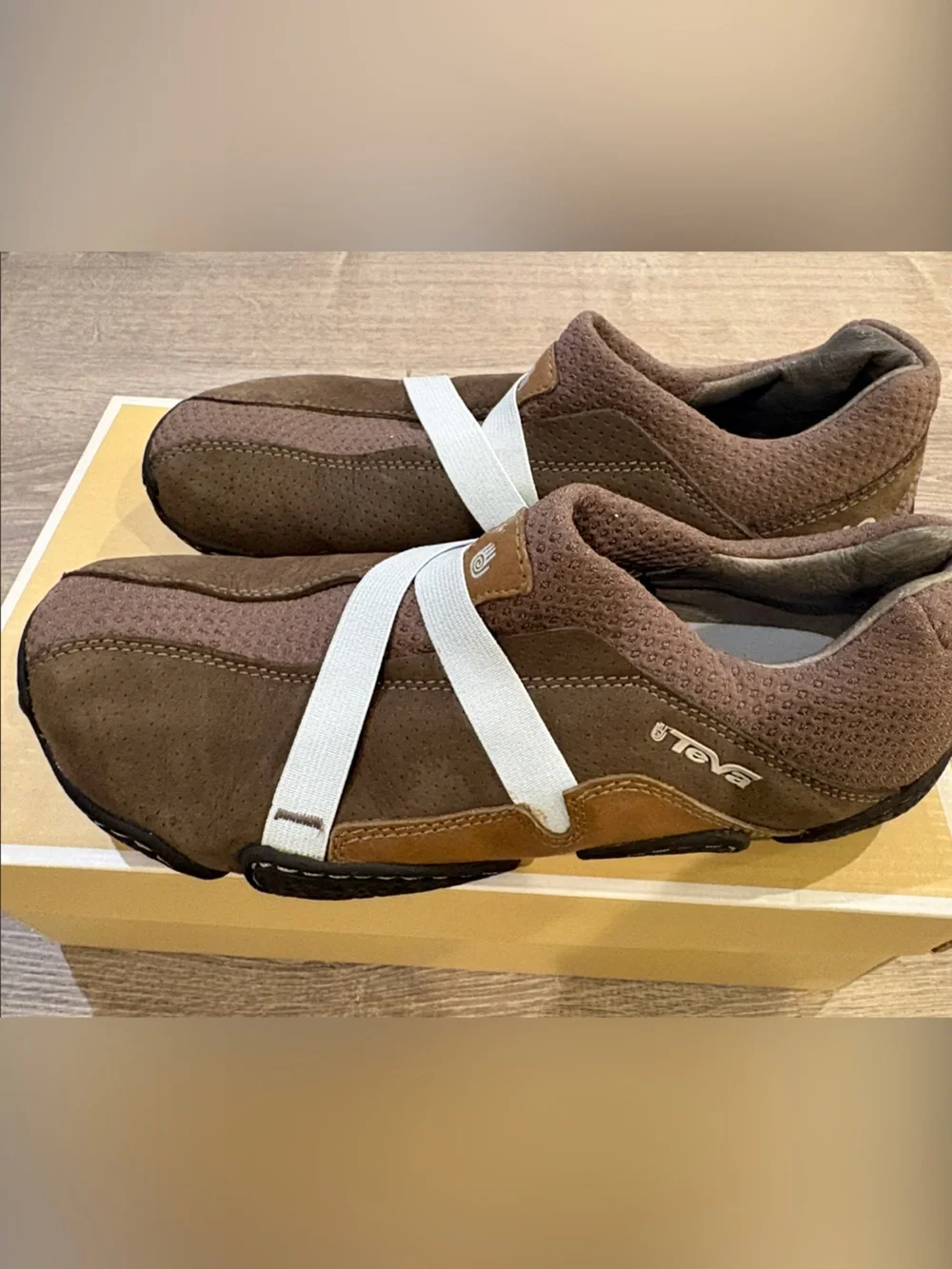 Teva women’s Brown Loafers with White Elastic Strap